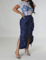 Navy Sky Cargo Skirt