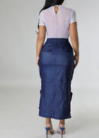 Navy Sky Cargo Skirt